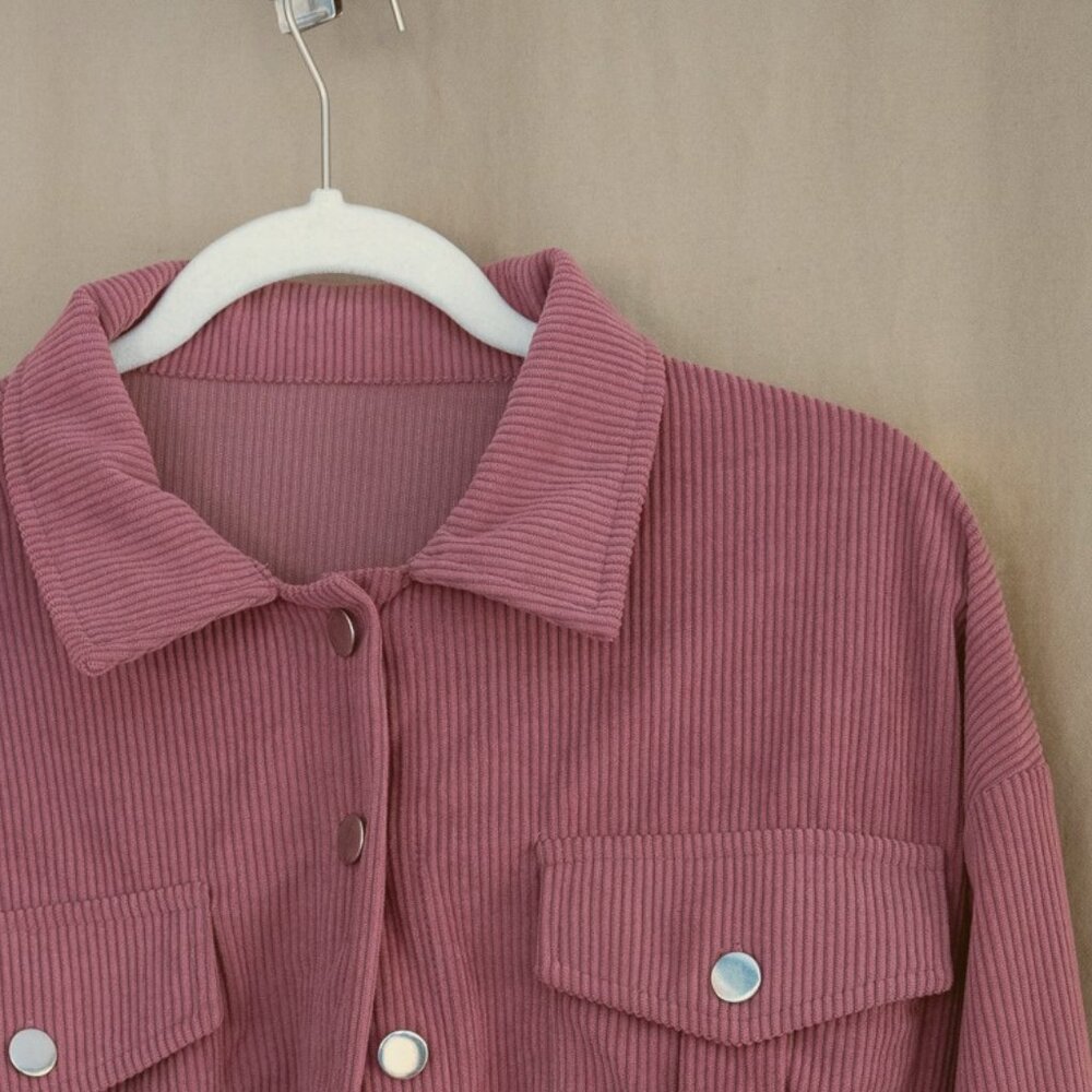NWT HALARA pink corduroy crop jacket